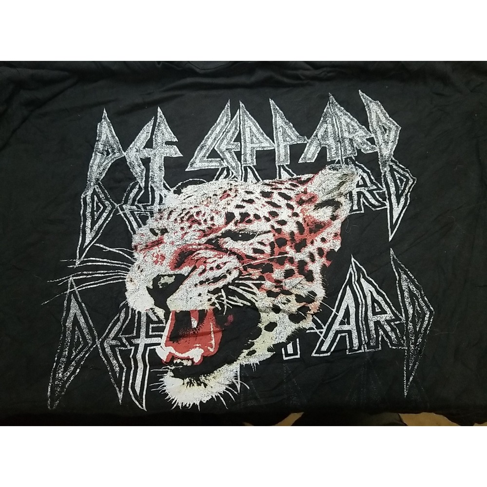 Def Leppard Band Graphic T-Shirt Black Mens XXL 2XL Short Sleeve Rock Tee